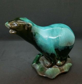 Vintage Blue Mountain,  Canada,  Teal Drip Glaze,  Red Clay,  Polar Bear Figurine