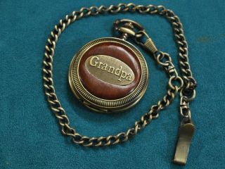 Folio Grandpa Copper Tone Quartz Pocket Watch W/chain