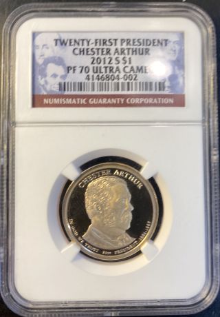 2012 S Chester Arthur Presidential Dollar Coin Pf 70 Ultra Cameo