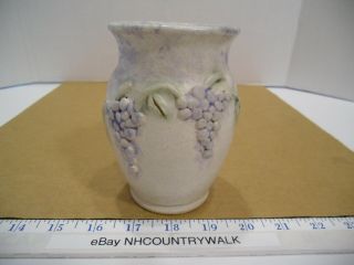 Hand Turned Crafted Pottery Grecian Grapes & Vine Vase Urn Coffee or Tea Mug EUC 2