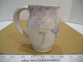 Hand Turned Crafted Pottery Grecian Grapes & Vine Vase Urn Coffee or Tea Mug EUC 3
