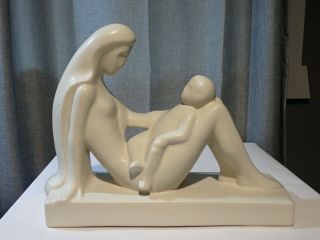 Vintage Haeger Mother And Child Statue Ivory Cream