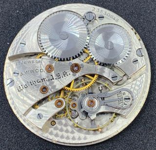 Waltham Grade 1225 Pocket Watch Movement 12s 17j Of 1924 Colonial B Repair F4300