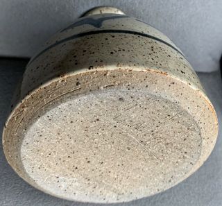 Handmade Studio Art POTTERY Ceramic Stoneware IVORY & Blue Oil Lamp or VASE 3