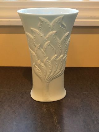 Kaiser W Germany White Bisque Porcelain Vase Numbered & Signed 7 1/4”