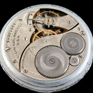 1933 Elgin 12s 7 Jewel Grade 303 Pocket Watch 3