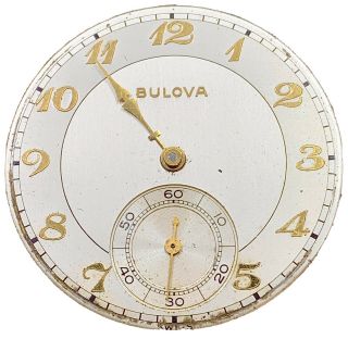 Bulova 17ah Pocket Watch Movement Swiss 38 Mm Gold Number Dial Repair F4032