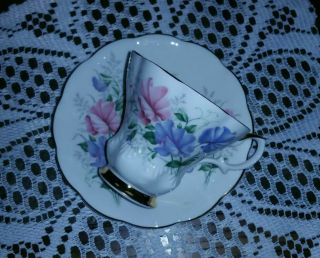 Vintage Sweet Pea Royal Albert Footed/fluted Cup & Saucer Bone China Unique