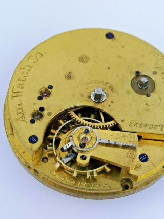 Waltham Hillside Model 1864 Pocket Watch Movement for Repair (D125) 2