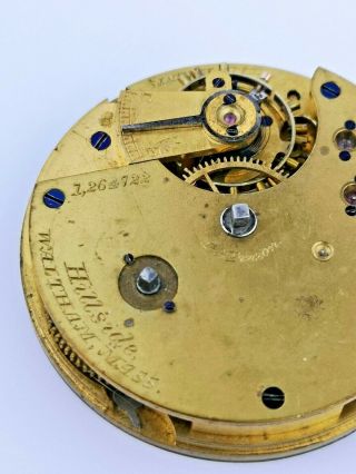 Waltham Hillside Model 1864 Pocket Watch Movement for Repair (D125) 3