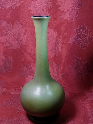 Vintage Royal Haeger Green Long Neck Vase Round Ball Base 10 " Tall