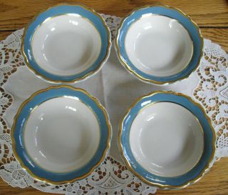 Vintage Syracuse China Restaurant Blue & Gold 5 " Fruit Bowls Set Of 4