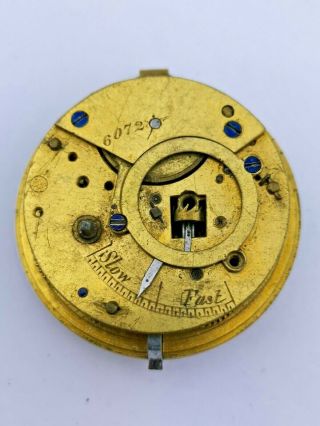 Partial Verge Pocket Watch Movement Or Restore - Chain Present (ac67)
