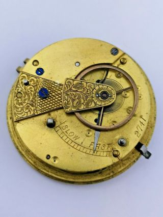Vintage Fusee Pocket Watch Movement With Chain,  Good Balance For Repair (h56)