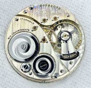 Vintage 12s 17j Elgin G.  M Wheeler Pocket Watch Movement For Parts/repair