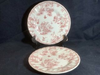 Churchill China,  ” Toile Pink”,  Set Of Two,  6 - 5/8” Bread & Butter Plates