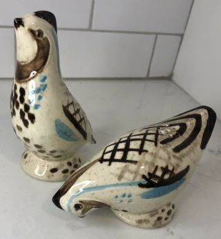 Vintage Red Wing Pottery Bob White Quail Salt & Pepper Shaker Usa Hand Painted