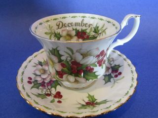Vintage Royal Albert Flower Of The Month " Christmas Rose " Teacup And Saucer