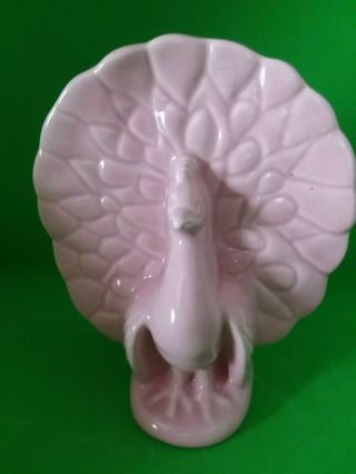 Vintage Mccoy Pink Ceramic Peacock Wall Pocket