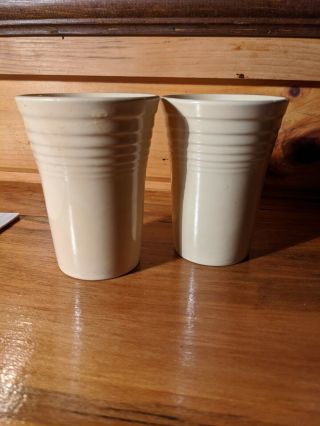 Vintage Homer Laughlin Fiesta Ivory Yellow Juice Tumblers Set Of 2,  3 1/2 " Tall