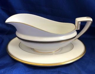 Royal Worcester Viceroy Gold Gravy Boat With Underplate Vintage Euc