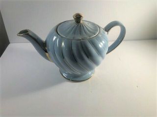 Vintage Sadler England Teapot Blue With Gold Gilt Numbered And Initialed 1493