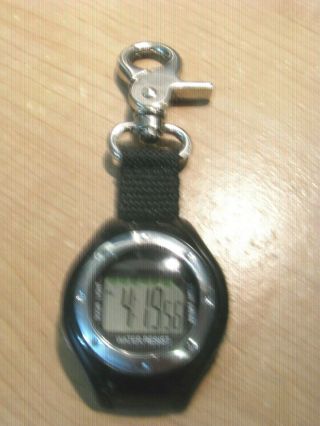 Light Weight Clip On Watch Led Day Date Water Resist.  Runs Fine N Black N Silver