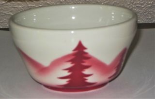 Vintage Red White Airbrush Fir Trees Mountains Jackson Restaurant Ware Custard