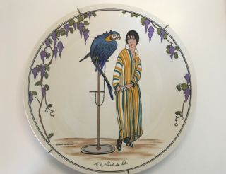 Villeroy & Boch Design 1900 Saut De Lit,  Parrot Art Deco Women,  2 Dinner Plate