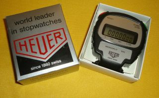 Vintage Heuer 1010 Microsplit Digital Stopwatch Swiss W/ Papers & Box Lcd Tag