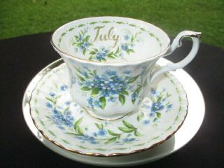 Cup Saucer Royal Albert July Blue Forget Me Not