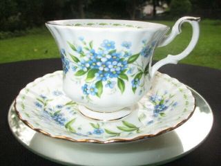 CUP SAUCER ROYAL ALBERT JULY BLUE FORGET ME NOT 2