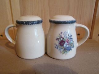 Home & Garden Party Salt & Pepper Shakers Floral Pattern Stoneware 2