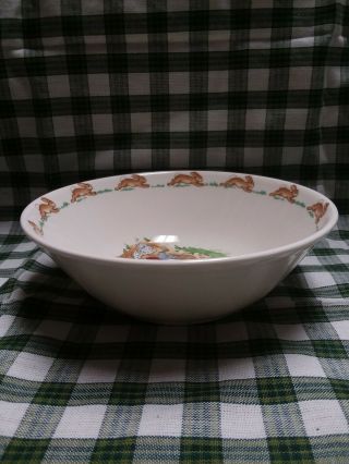 Royal Doulton BUNNYKINS Fishing At Pond Coupe Cereal Bowl Crafted in England 3