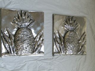 Pineapple Ceramic Tiles In Silver Glaze,  Hand Made,