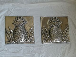 Pineapple Ceramic Tiles in Silver Glaze,  hand made, 2
