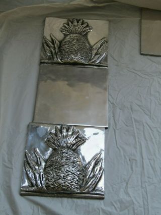Pineapple Ceramic Tiles in Silver Glaze,  hand made, 3