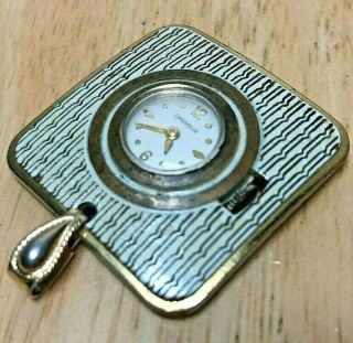 Vintage Caravelle Swiss Enamel Hand - Winding Necklace Pendant Pocket Watch Hours