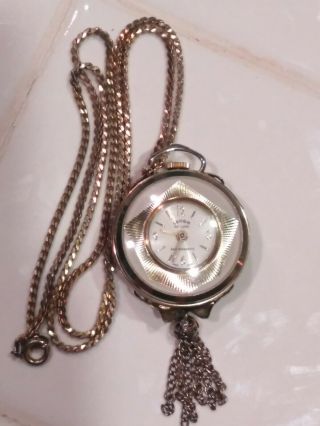 Vintage Lenga De Luxe Antimagnetic Swiss Made Watch Art Deco Pendant W/chain