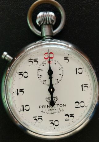 Cool Vintage Princeton 7 Jewel Antimagnetic Mechanical Stop Watch Great