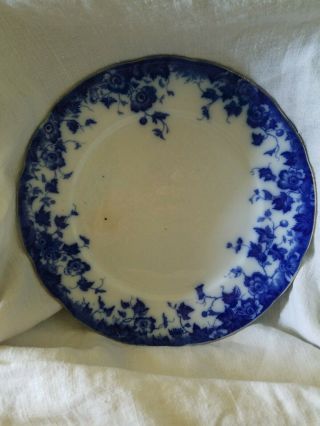 Vtg.  Flow Blue Semi - Porcelain England Burgess & Leigh Burslem Vermont 9 " Plate