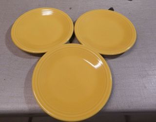 3 Homer Laughlin Sunflower Yellow Salad Plates 7 1/4 "