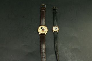 2 Walt Disney Production Vintage Mickey Mouse Watches Lorus