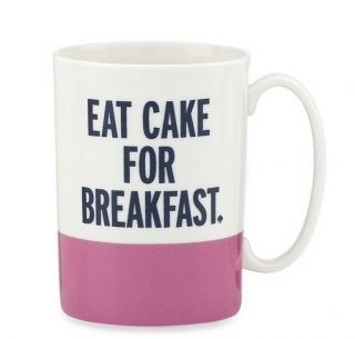 Lenox Kate Spade Things We Love Eat Cake For Breakfast Mug Pink 12oz