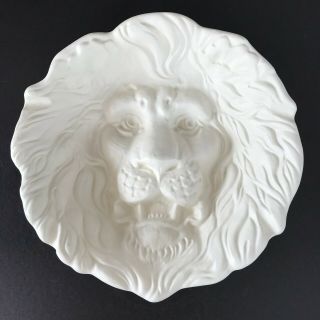 Vintage Mcm Haeger 2122 3 - D White Lion Head Ceramic Ashtray Bowl Dish Wall Art
