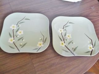 Near - Hand Decorated Plates,  Weir Ware " Blossom ",  9.  5 " Square