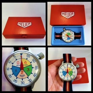 Vintage Heuer Yacht Timer Wrist Watch Stop Watch Tag Sailing Gwo Boxed C1970s