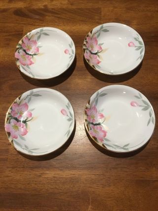 Set Of 4 Vintage Noritake Azalea Red Mark Fruit Bowls Ec