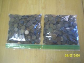 Bag Of 1000 Copper Wheat Pennies Unsearched 1910 - 1959