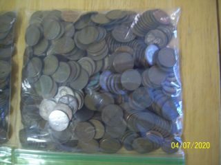 Bag Of 1000 copper Wheat Pennies Unsearched 1910 - 1959 2
